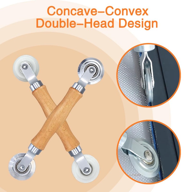 Golgner Pack of 3 Double Wheel Sealing Roller with Wooden