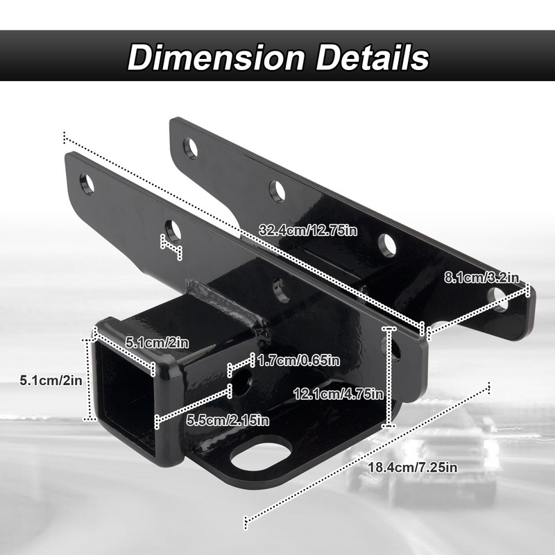 ROMELACK 2" Receiver Rear Trailer Hitch Heavy-Duty Steel Compatible with