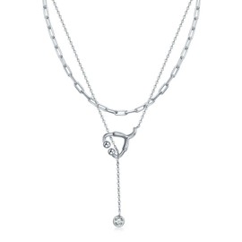 Yorionke Nurse Stethoscope Necklace 925 Sterling Silver Choker Necklaces Double Layered Doctor Stethoscope Pendant Doctor Nurse Medical Student Graduation Jewelry Gift