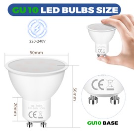 YIIFELL GU10 LED Kaltwei?em Lampe 5W 6000K 400 Lumen Glhbirnen,Ersetzt 50W Halogen Leuchtmittel,GU 10 LED Warmweiss Nicht Dimmbar,Kein Flackern,Abstrahlwinkel 120 Reflektorlampen,AC 220-240V,12 Stck