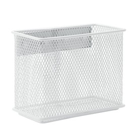 dedoot Magnetic Pencil Holder, Locker Pencil Holder Strong Magnetic Holder for Whiteboard Marker, 4.7x2.3x3.7inch Black Mesh Magnetic Holder for Fridge, Sponge, Recipe, Beverage,White