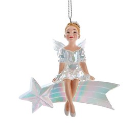 Kurt Adler 4" Shooting Star Fairy Ornament, Iridescent Resin, Fantasy Christmas Decor, E0938