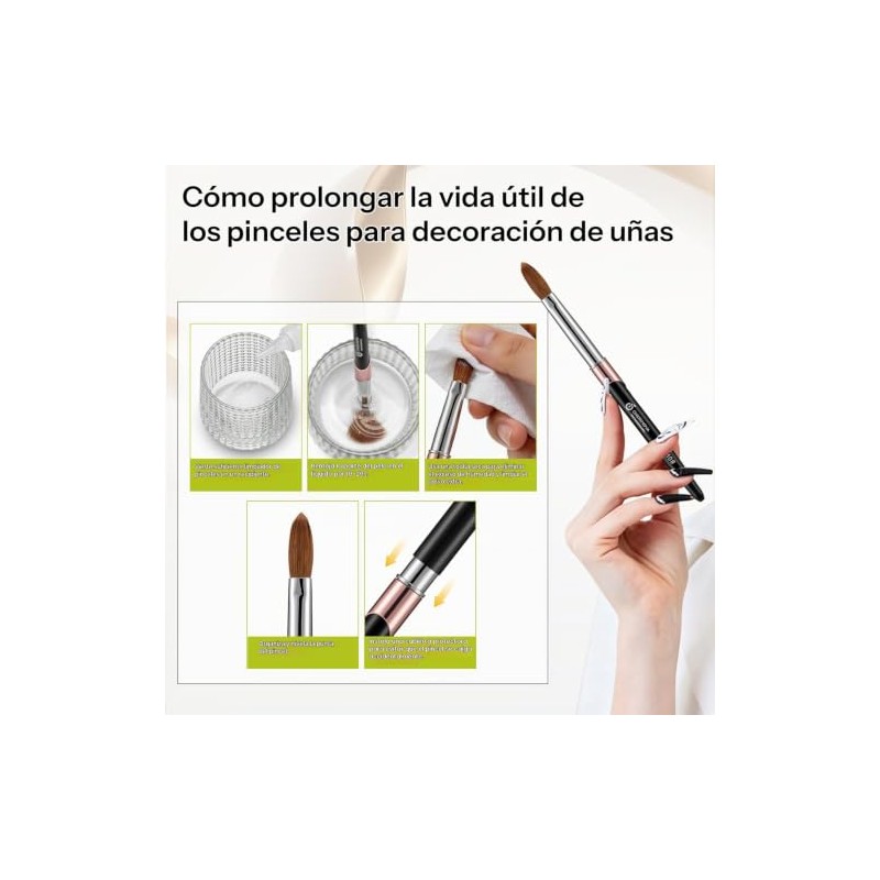 CHERIMOYA Pincel Kolinsky #10 Profesional para Uñas Acrílicas