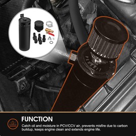 Universal 750m Billet Aluminum 2 Port Baffled Oil Catch Can Kit Reservoir Tank with Breather Filter and Drain Valve