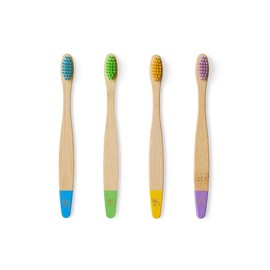 Organic Children's Bamboo Toothbrush | Four Colour | Soft Fibre Bristles | 100% Biodegradable Handle | BPA Free | Vegan Eco Friendly Kids Toothbrushes by Wild & Stone