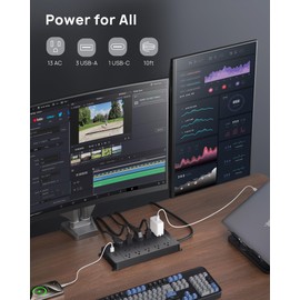 TROND Power Strip Surge Protector 10 ft Cord, 4000J, ETL Listed, 13 Widely-Spaced Outlets with 4 USB Ports(1 USB C), Low-Profile Flat Plug, Wall Mountable, Extension Cord, 14AWG Heavy Duty, Black