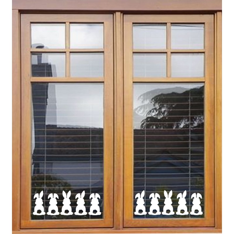 Set of 12 Easter Bunnies Window stickers for kids, White