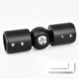 Heavy Duty Bay Window Curtain Pole Elbow Joint Kit, Adjustable Corner Connector for 1” Curtain Rod. Black, 1 Pack