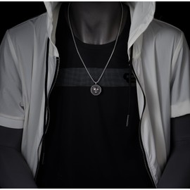 COOLSTEELANDBEYOND Mens Tiger Head Medallion Pendant Necklace, Vintage Stainless Steel, with 24 inches Wheat Chain