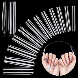 3XL Tapered Square Nail Tips, Pack of 240, Full Cover, Clear | Extra long nail tips with straight shape - suitable for professional nail modelling
