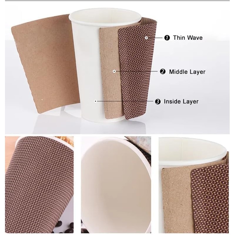 HOT BARGAINS, 50 X 12oz Kraft Disposable Brown & White
