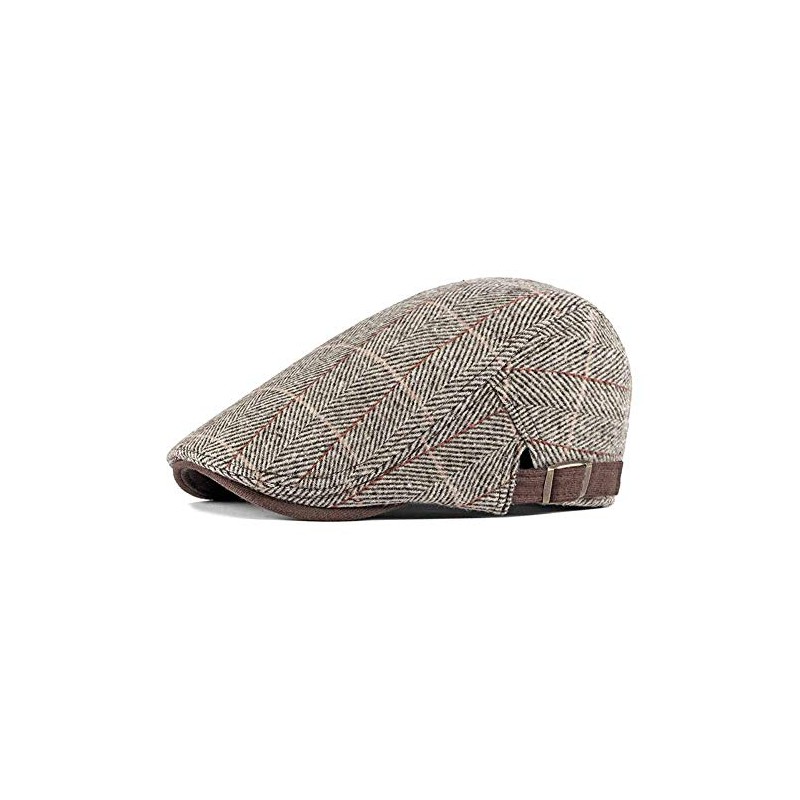 Anshili Men's Flat Cap Women's Checked Ski Hat Newsboy Cap