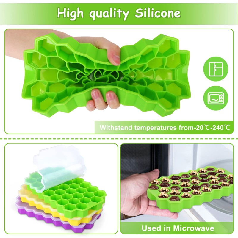 MOSOTECH Ice Cube Tray, Pack of 3, 37-Fold Ice Cube
