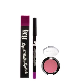 Kit de Maquillaje IVY  Biss  Delineador de Labios  Labial Lquido Mate de Larga Duracin  Rubor en Polvo  7 Tonos Disponibles (True purple)             