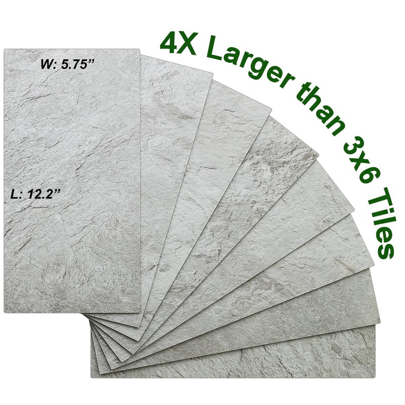 AULIGET 20-Piece Light Slate Peel and Stick Backsplash Wall Tiles,