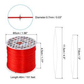 PATIKIL 0.7mm Stretchy Bracelet String Set, Total 302Ft 2 Rolls Craft Elastic Bead Cord with 2 Pcs Beading Needles for Jewelry Making Necklace Bracelet Kit, Red