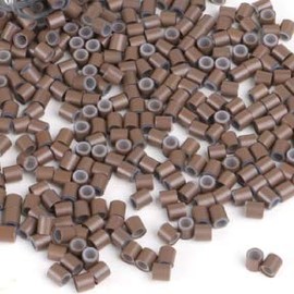 Prolinks- 500 pcs Premium Silicone Lined Copper Micro Rings Beads Tubes For I-Tip Hair Extensions (Brown- 4 mm)