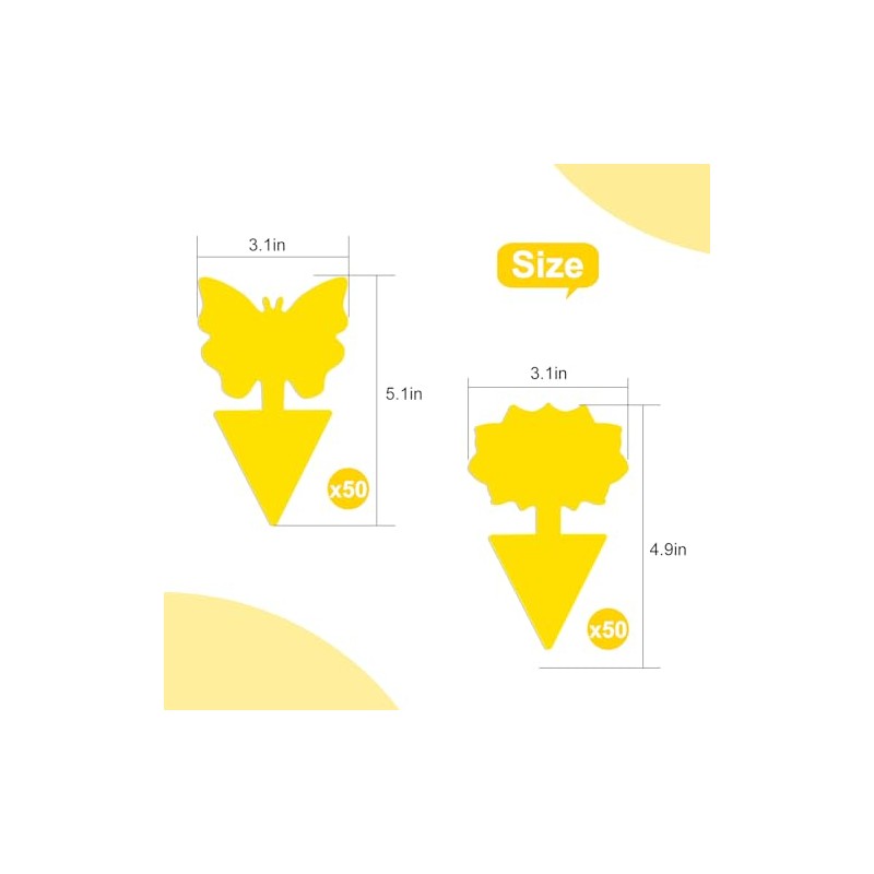 100 Pack Yellow Sticky Fly Traps for Indoor and Outdoor