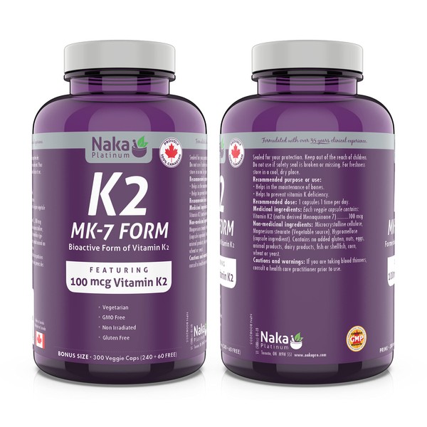 NAKA Naka Platinum K2 (MK-7 form)100mcg (300 caps)
