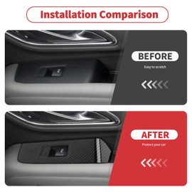Linskip Power Window Switch Trim Compatible with 2021 2022 2023 2024 Chevy Suburban Tahoe & 2021-2023 GMC YUKON, Power Window Switch Bezel Cover for Suburban Accessories(Black Carbon Fiber)