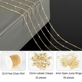 Jabogrii 10 Meters Square Tube Cable Chain for Jewelry Making 18K Gold Plated Brass Jewelry Making Chains DIY Craft Chain Spool Jewelry Findings