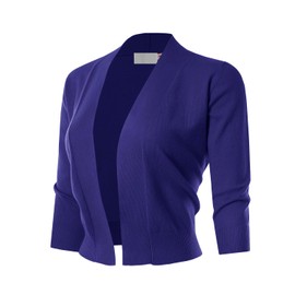 MAYSIX APPAREL - Cárdigan corto de manga 3/4 para mujer (S-3XL), Msg1-royalblue, L