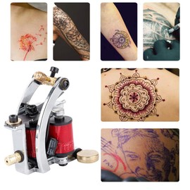 10 Wraps Coils Tattoo Machine, Wire Unique Pattern Tattoo Machine Gun Alloy Three Wire Coil Tattoo Machine For Shading/Tattoo Lover.