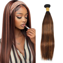 Lakaisa P4/30 Highlight Brown Straight Human Hair Bundles Doubles Weft 100% Unprocessed Glueless 1 Bundles 100g Human Hair Extension For Woman 14 Inch