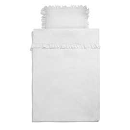 balbina Children's Bed Linen Cotton, 2-Piece Baby Bed Linen Set for Children, Bed Linen with Ruffle & Zip, Duvet Cover 100 x 135 cm and Pillowcase 60 x 40 cm, Grey