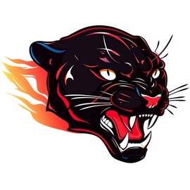 Dopetattoo 6 Sheets Fake Tattoos Set Illustration of a Black Panther with Angry Face Expression Temporary Tattoos suitable for Adult Women Men for Children Boys and Girls