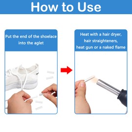 ACTIMED 50Pcs Rope Head Sealing Heat Shrink Tubing Aglets for Shoelaces, 3 Sizs Shoe Lace Ends Tips for Shoe Strings, Sneaker Shoe Lace Shortening Repair Aglet Tips, Clothing Rope Heads