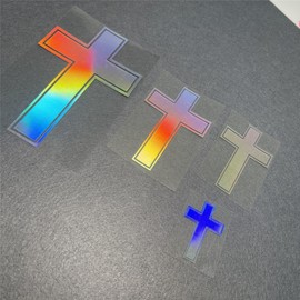 Car Styling Stickers for Jesus Cross Christian Symbol God Christ Tape Auto Tail Window Body Decoration Decal Applique Waterproof 4PCS (Laser)