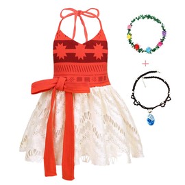 AmzBarley Baby Girls Costume First Birthday Party Toddler Kids Christmas Fancy Dress up Costumes Red with Flower Headband Size 4T (3-4 Years) Tag 120