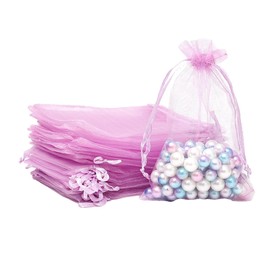 100pk Light Rose Red Organza Gift Bags,7x9cm Small Organza Favor Bags,Wedding Jewelry Pouches with Drawstring,Mesh Candy Favour Bag Party Sweet Bags for Birthday,Wedding,Christmas,Gift Wrapping