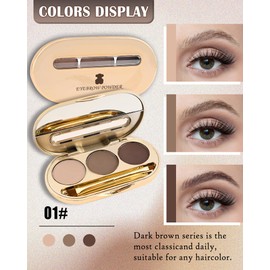 Eyebrow Powder Makeup Kit-3 Colors Eye Brow Tinting Powder Palette for Women Long-Lasting Waterproof, light Medium Dark Grey Brown Brow Filler, Enhance & Define Brows, Thanksgiving Makeup Gift-Set 01