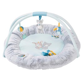 Nattou Tim and Tiloo Play Mat PlayGym with Arch for Security and Head Support 87 x 87 x 52 cm Blue/Grey
