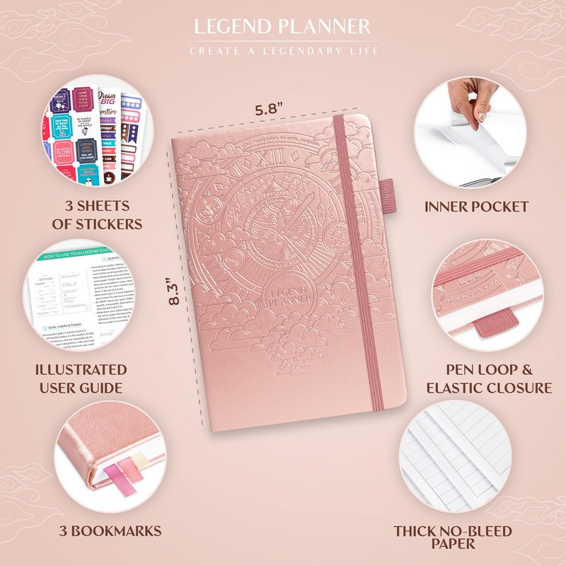 Legend Planner Daily for 3 Months – Undated Monthly Weekly