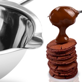 COM-FOUR® 2X Water Bath Melting Pot - Melting Bowl with 2 Spouts - Durable Water Bath Melting Bowl - Rustproof Stainless Steel (2 Pieces - 260ml)