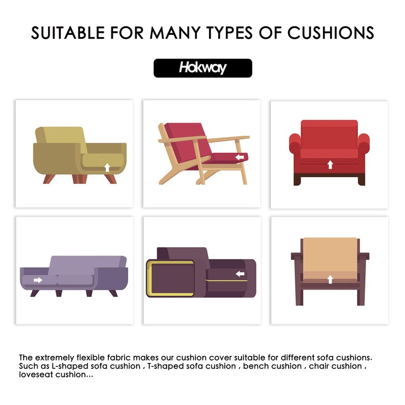 Hokway Stretch Couch Cushion Slipcovers Reversible Cushion Replacement Slipcovers Sofa