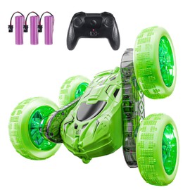 YouCute Remote control cars for Kids Age 4 5 6 7 8 9 10+ Year Old Boys Girls RC Stunt Car Toys Birthday (Green)