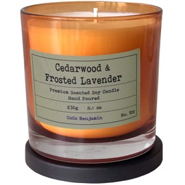 100% Soy, Highly Scented, Hand Poured Soy Candle (Cedarwood & Frosted Lavender)