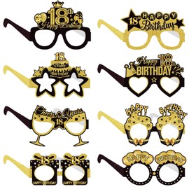 COLANANA Birthday Party Glasses Decoration, Pack of 8 Funny Paper 18th Birthday Glasses Decoration, 18th Birthday Party Decorations, Birthday Photo Booth Props Accessories for Women Men