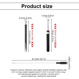 HSUYUN 3 Stück Magnetstab Ausziehbar, Einziehbar Magnet Teleskopstab, Tragbar Magnetheber, 2 Lbs 3 Lbs 5 Lbs, Teleskop Magnetstab für Zuhause, Werkstatt, Reparatur