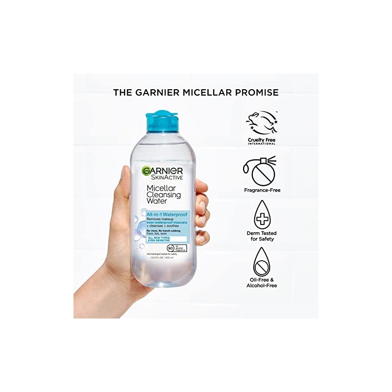 Garnier - Agua limpiadora micelar Skinactive para maquillaje a prueba