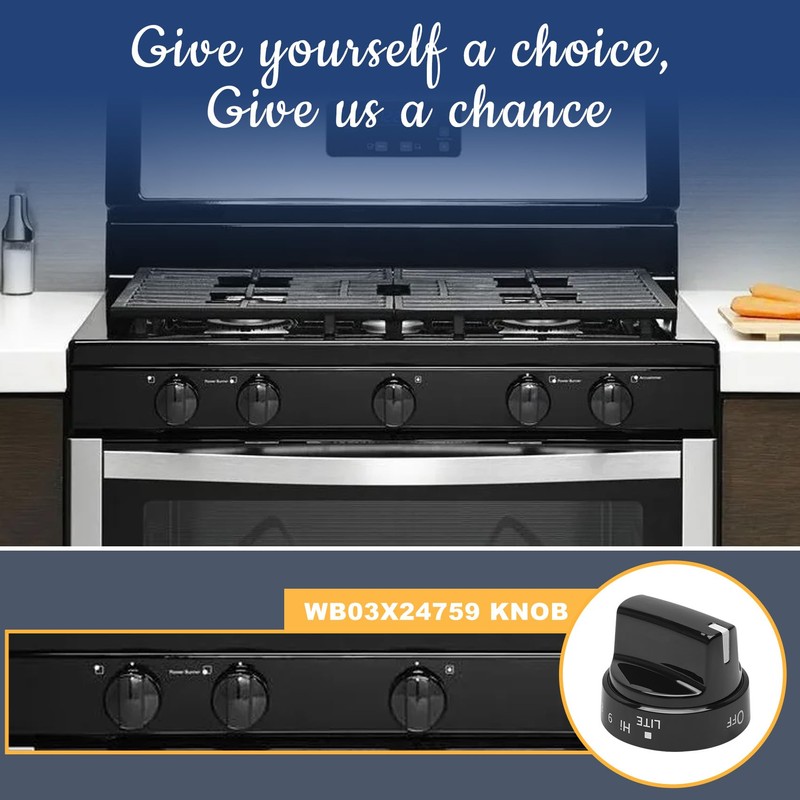 WB03X24759 Range Surface Burner Knob, 222D5793 Gas Range Control Knob