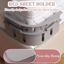 Bed Sheet Holders Corners, Sheet Clips Keepers Fasteners, 4 x Non-Slip Fitted Mattress Clamps, Secure Grip Sheets, Easy Installation, Adjustable Bed Accessories