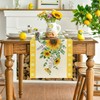 Sunflower Leaves Flowers 210 GSM Summer Table Runner, Seasonal Kitchen