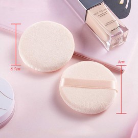8cm & 8.5cm Cotton Makeup Puffs for Travel & Daily Use - 2 Pack Soft & Gentle Beauty Essential