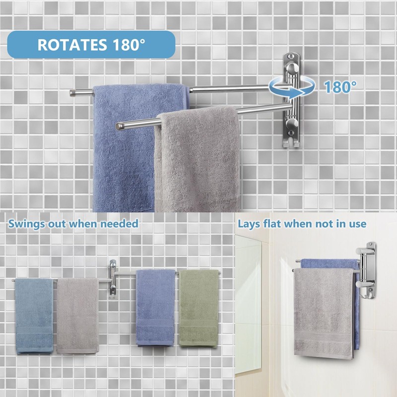 Adjustable Bathroom Towel Rack JSVER SUS304 Stainless Steel Towel Rack,