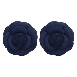 PATIKIL Camellia Fabric Pin, 2 Pcs Flower Brooch Artificial Flowers Brooches for Women Girls Cloth Wedding Party Decor Accessories Jewelry Gift, Dark Blue